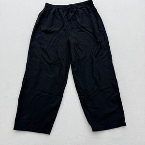 100% Silk Black Lounge Pants Womens L Large Elastic Waist Hamilton Kennedy